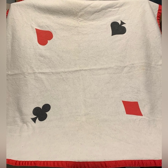 Vintage Card Table Playing Cards White Tablecloth 44x46 Fun Game Night - Picture 1 of 4